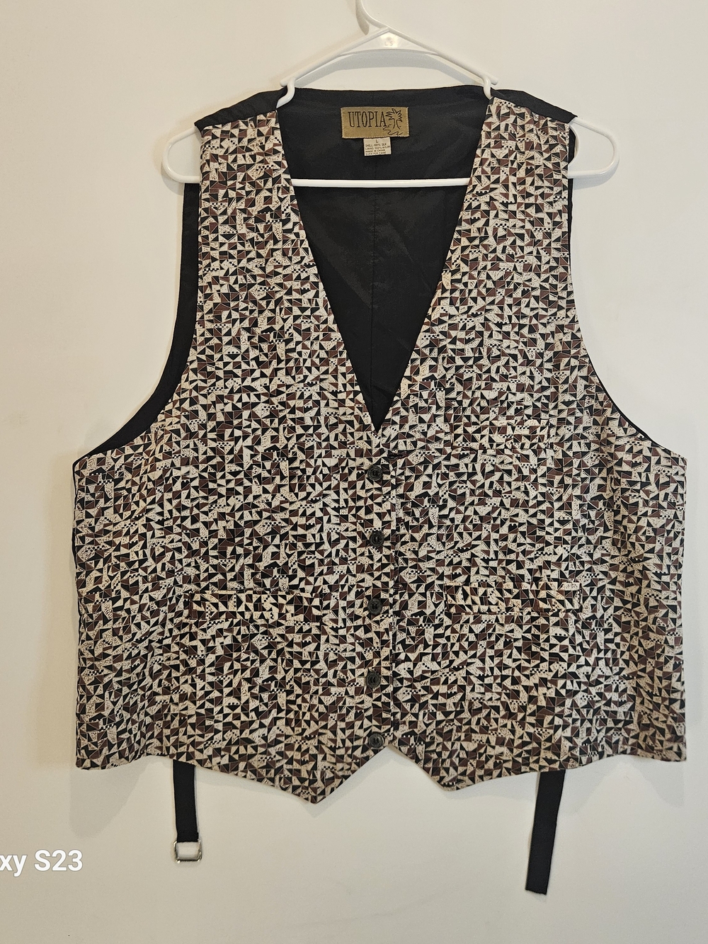 Topia Black & Cream Geometric Vest